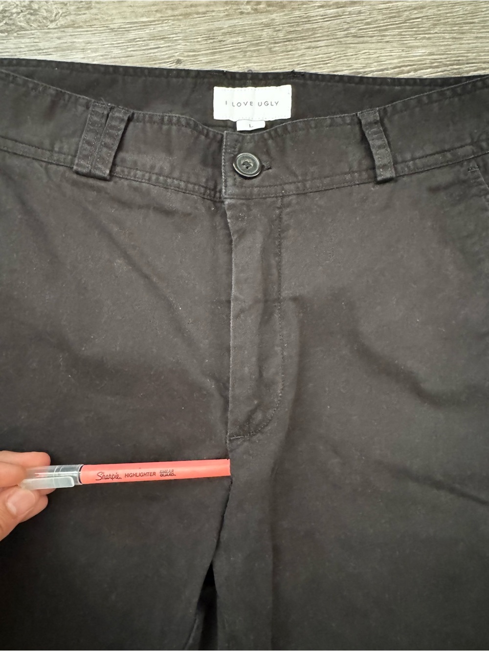 I Love Ugly Men's Black Chino Cropped Pants - Picture 3 of 8